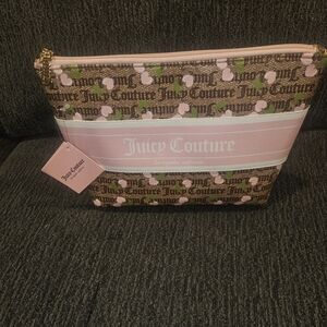Juicy Couture Pink and Brown Logo Pouch/ Cosmtic Bag